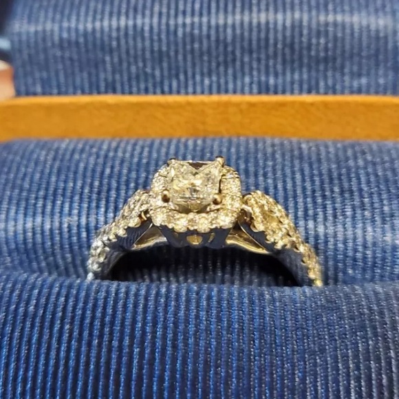 The Leo Diamond 14K White Gold 1ctw E/SI2 Princess Pave Halo Engagement Ring Sz8 - Picture 15 of 16